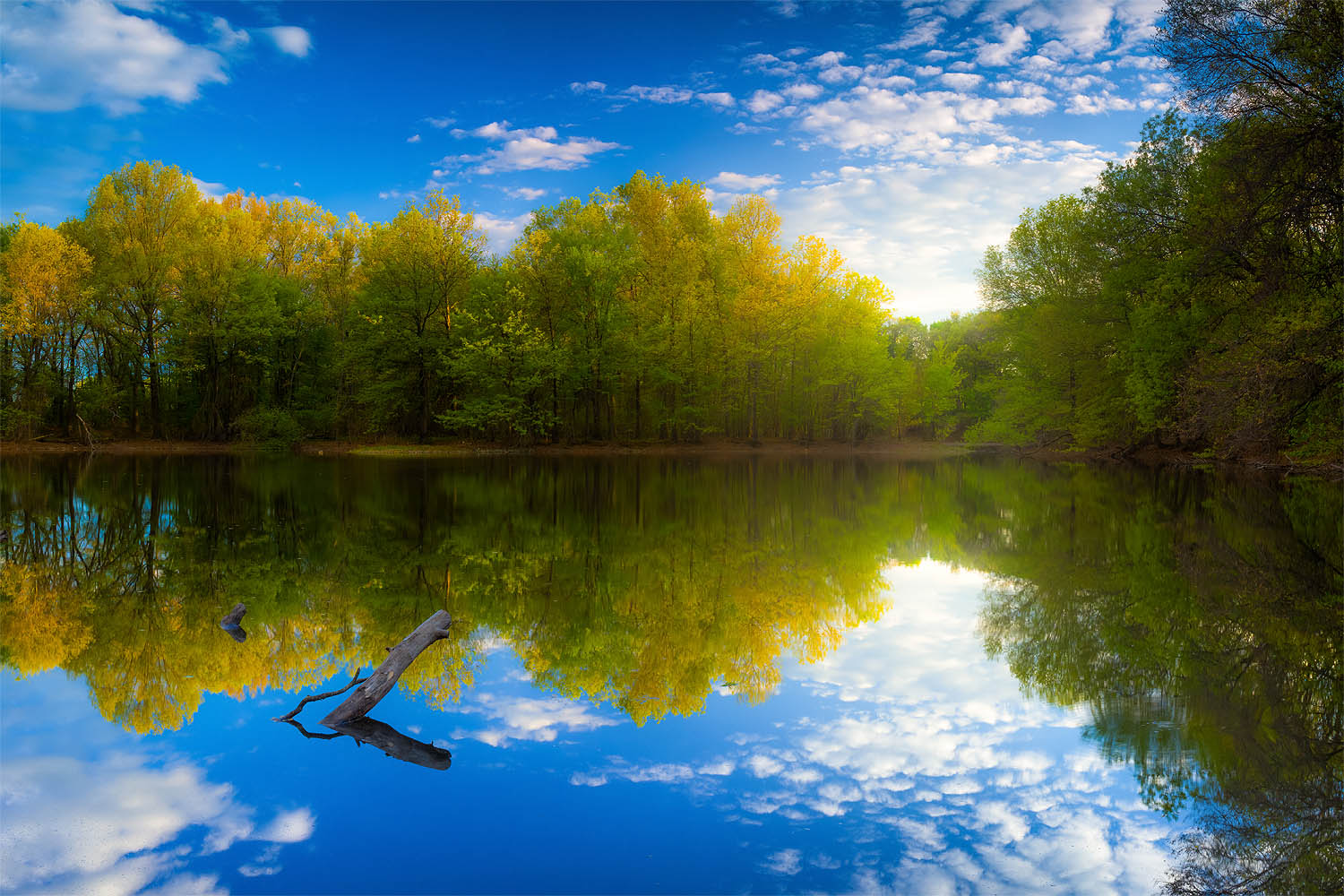 Afternoon light reflection at Brooks Pond - Medford, Massachusetts