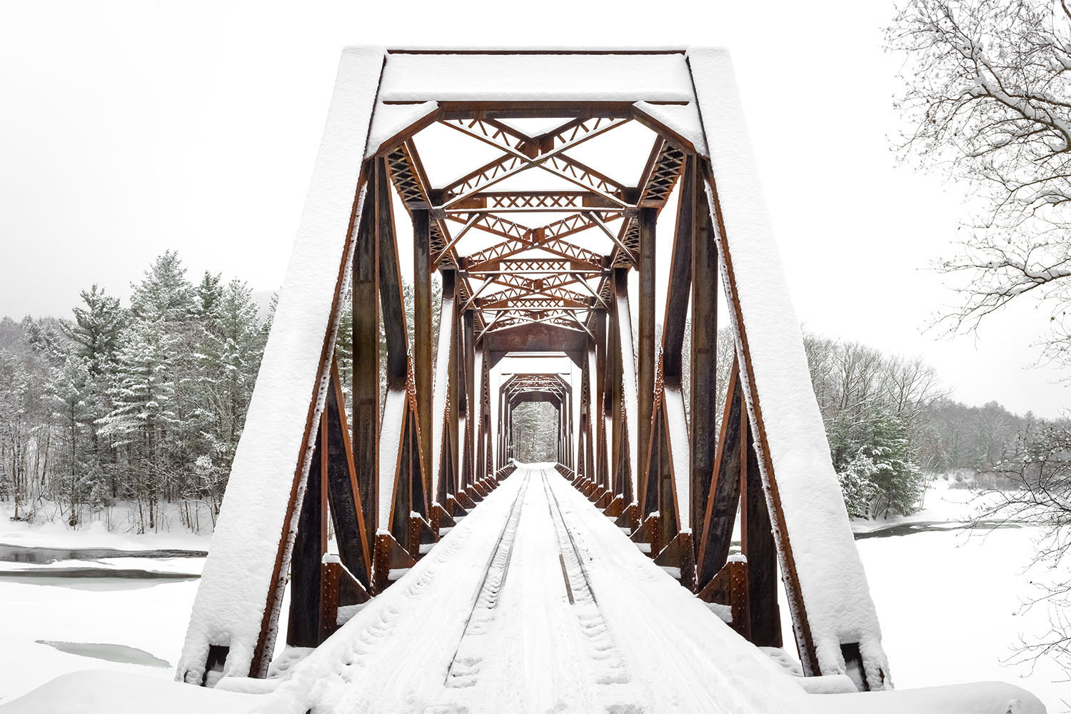Railroad trestle in snow - White Mountains, New Hampshire